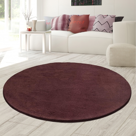 Preview: Teppich Flauschig & Weich unidesign in dunklem Weinrot