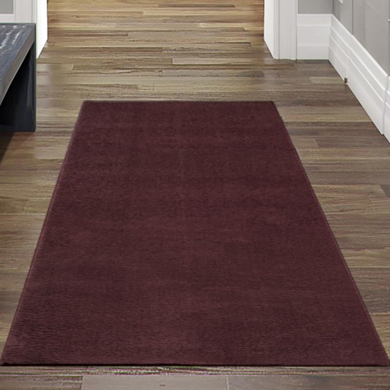 Preview: Teppich Flauschig & Weich unidesign in dunklem Weinrot
