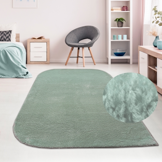 Waschbarer Schlafzimmerteppich – abgerundete Ecken – grün
