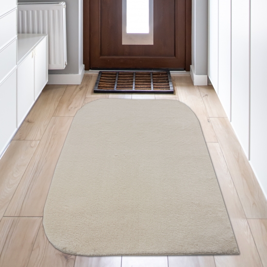 Preview: Rechteckiger Designer Teppich – abgerundeten Ecken – beige Preview: Rechteckiger Designer Teppich – abgerundeten Ecken – beige