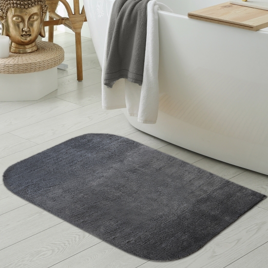 Designer Badezimmer Teppich mit runden Ecken – weich – anthrazit