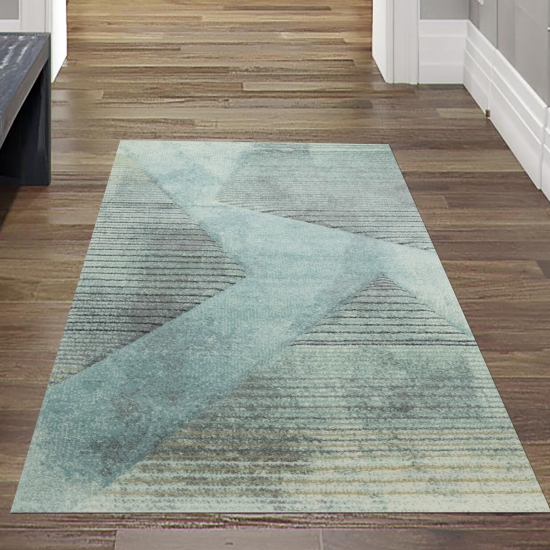 Preview: Moderner Teppich Wohnzimmer abstraktes Muster gestreift grau blau grün schwarz - pflegeleicht Preview: Moderner Teppich Wohnzimmer abstraktes Muster gestreift grau blau grün schwarz - pflegeleicht