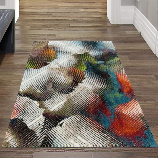 Modern-abstrakter Teppich in bunten Farben