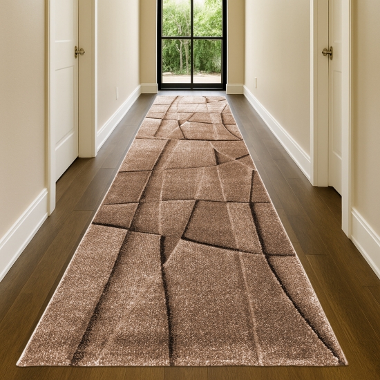 Preview: Teppich mit modernem geometrischem Muster in beige / braun – pflegeleicht & wohnlich für Wohnzimmer und Schlafzimmer Preview: Teppich mit modernem geometrischem Muster in beige / braun – pflegeleicht & wohnlich für Wohnzimmer und Schlafzimmer