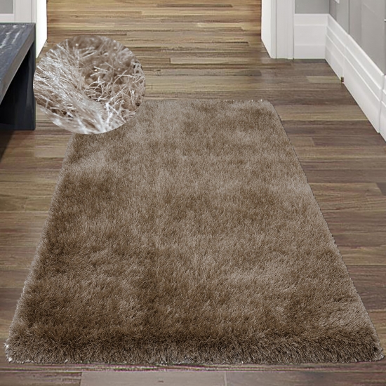 Preview: Hochflor-Teppich | glänzende-fäden | in beige Preview: Hochflor-Teppich | glänzende-fäden | in beige