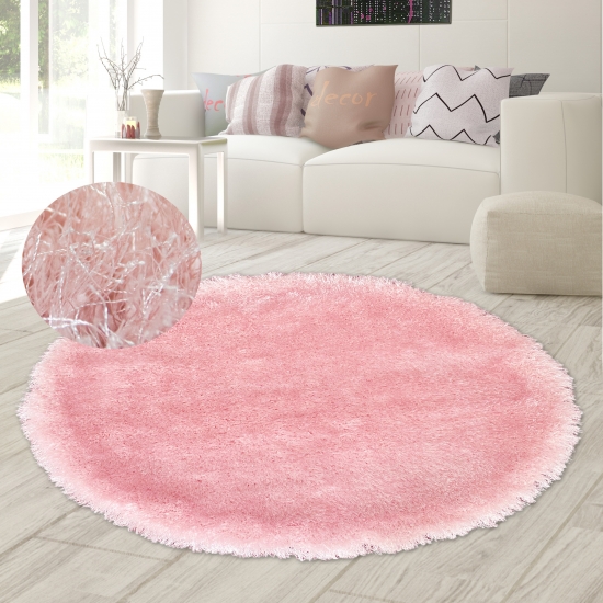 Wertvoller Shaggy Teppich Hochflor in Rosa