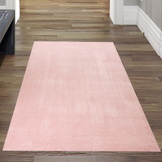 Preview: Wohnzimmer Teppich modern Kurzflor mit Uni Design in Rosa Preview: Wohnzimmer Teppich modern Kurzflor mit Uni Design in Rosa