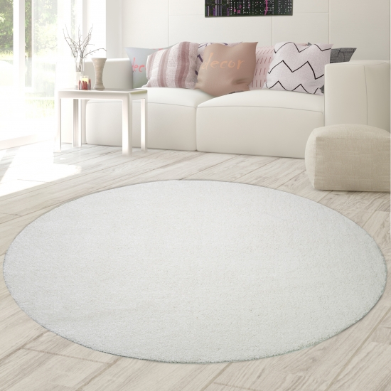 Preview: Wohnzimmer Teppich modern Kurzflor mit Uni Design in Creme Preview: Wohnzimmer Teppich modern Kurzflor mit Uni Design in Creme