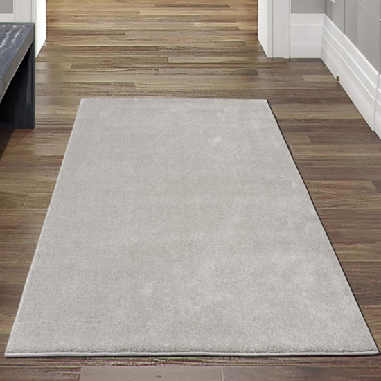 Preview: Teppich Silber Uni modern weich elegant Wohnstil