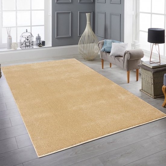 Teppich Gold Uni warm edel weich Wohnstil