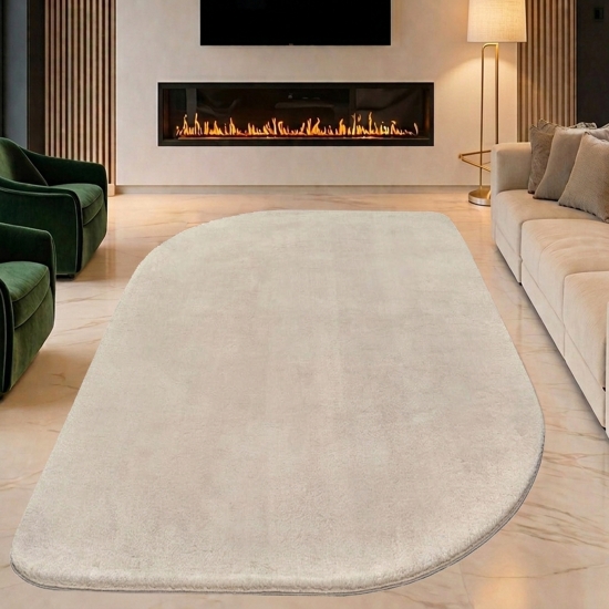 Teppich Shape in moderner Freiform flauschig weich Beige