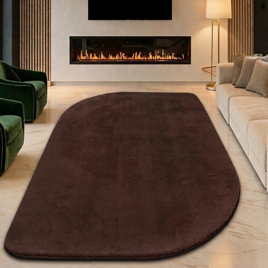 Teppich Shape in moderner Freiform flauschig weich Braun