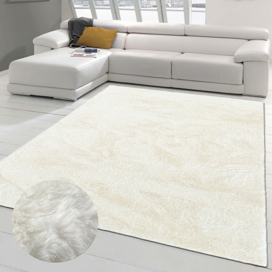 Kunst Hasenfellteppich schön weich – 11 mm Florhöhe – creme