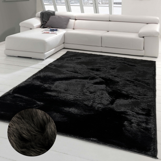 Klassischer Teppich Ess- & Wohnzimmer • waschbar • schwarz
