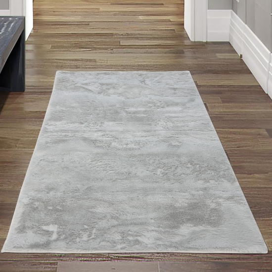 Preview: Kurzflorteppich Wohn- & Essbereich | waschbar | grau