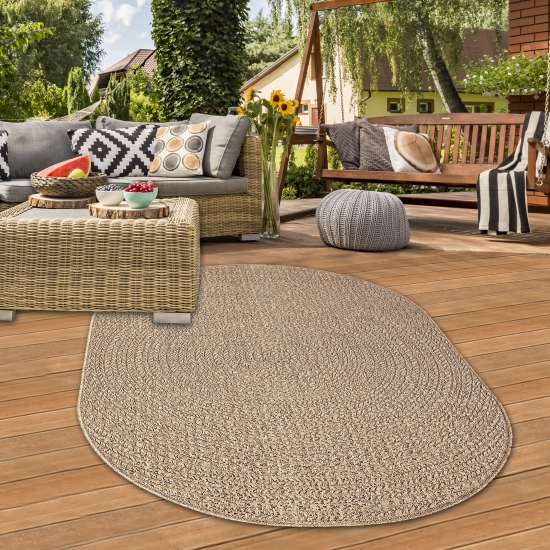 Schicker Outdoorteppich in Sisal-Optik für Balkon, Terrasse und Garten