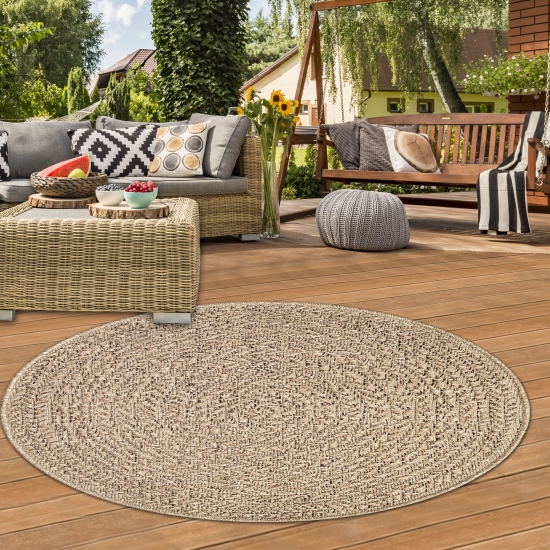 Schicker Outdoorteppich in Sisal-Optik für Balkon, Terrasse und Garten