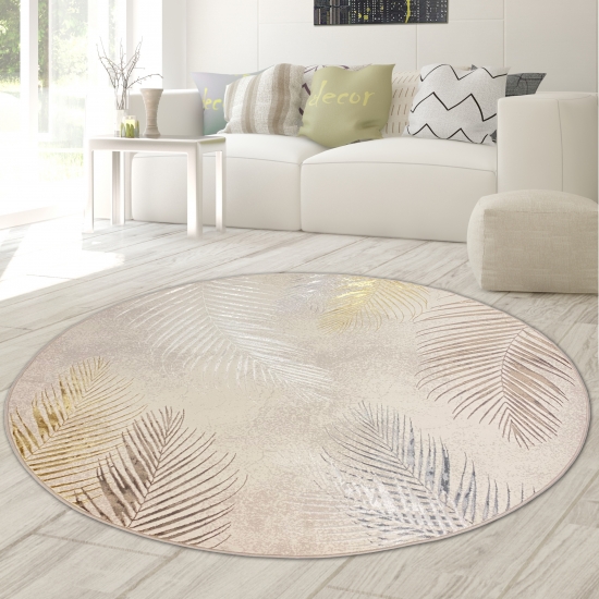 Designer Teppich mit Palmenzweigen in gold