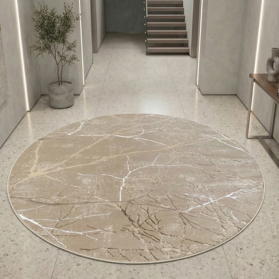 Preview: Designer Teppich mit abstraktem glänzenden Ästemuster beige