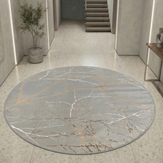 Designer Teppich mit abstraktem glänzenden Ästemuster gold