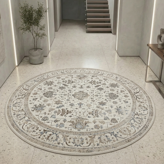 Preview: Orientteppich mit pflanzlichen Verzierungen & Ornamenten creme