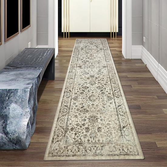 Preview: Orientteppich mit Pflanzen Verzierungen & Ornamenten in creme Preview: Orientteppich mit pflanzlichen Verzierungen & Ornamenten creme