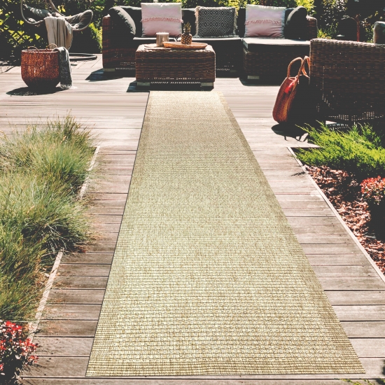 In- und Outdoorteppich Terrassenteppich leicht und langlebig uni in Beige