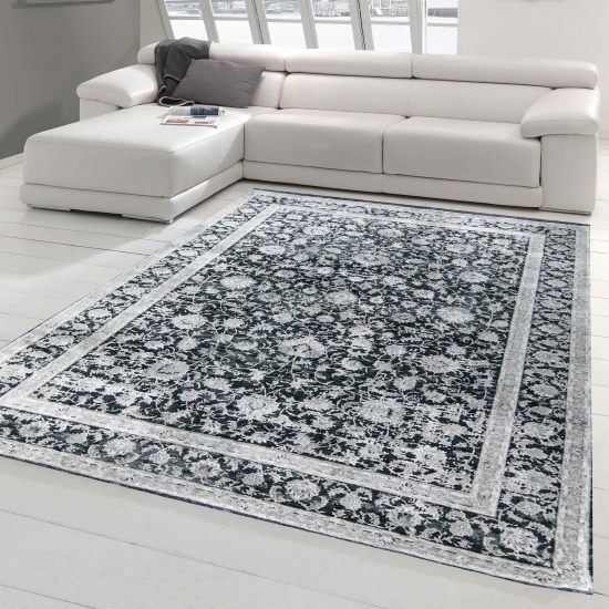 Orientalischer Blumendesign Teppich in Grau