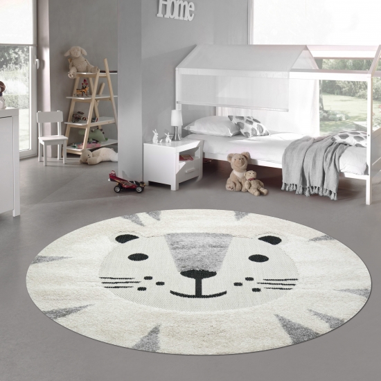 Kinderzimmer Teppich Baby Spielteppich creme grau weiß