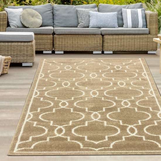 Orientalischer Teppich | In- & Outdoor | warme Farben - beige