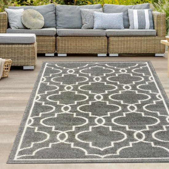 Orientalischer Teppich | In- & Outdoor | anthrazit