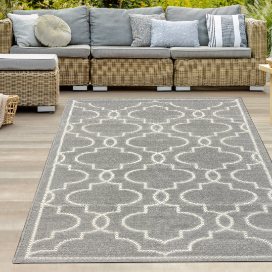 Orientalischer Teppich | In- & Outdoor | grau