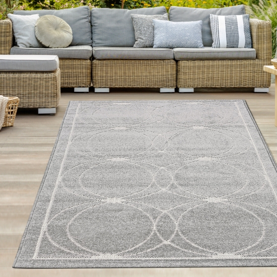 Orientteppich mit dezenten Ornamenten | In- & Outdoor | grau