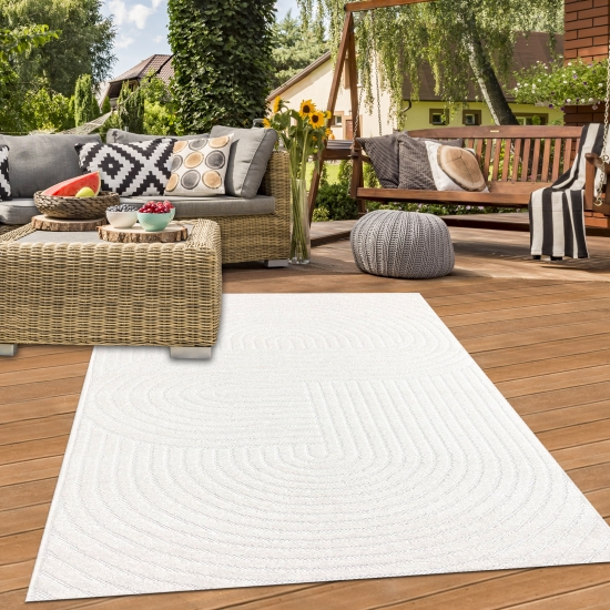 Stylischer waschbarer Teppich | In- & Outdoor | in cream