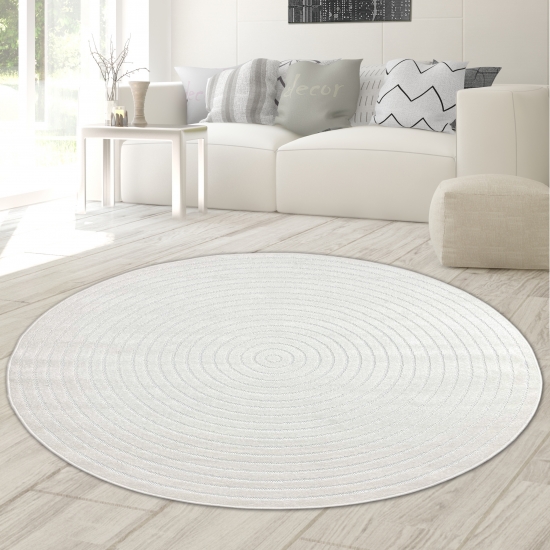 Preview: Runder wetterfester Teppich | In- & Outdoor | in cream Preview: Runder wetterfester Teppich | In- & Outdoor | in cream