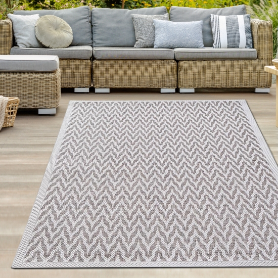 Teppich Beige Creme für In- & Outdoor strapazierfähig pflegeleicht modern