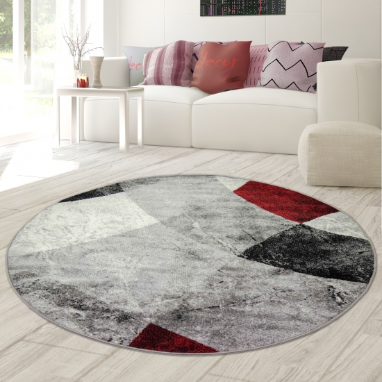 Preview: Moderner Wohnzimmer Teppich abstraktes Wellen Rauten Design marmoriert in rot grau - pflegeleicht Preview: Moderner Wohnzimmer Teppich abstraktes Wellen Rauten Design marmoriert in rot grau - pflegeleicht