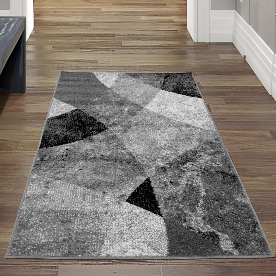 Preview: Moderner Wohnzimmer Teppich abstraktes Wellen Rauten Design marmoriert in schwarz grau - pflegeleicht Preview: Moderner Wohnzimmer Teppich abstraktes Wellen Rauten Design marmoriert in schwarz grau - pflegeleicht