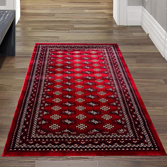 Preview: Eleganter Teppich mit orientalischen Ornamenten in rot