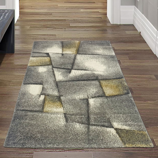 Preview: Teppich modern Teppich Wohnzimmer Teppich Kurzflor in pastell gelb grau Preview: Teppich modern Teppich Wohnzimmer Teppich Kurzflor in pastell gelb grau
