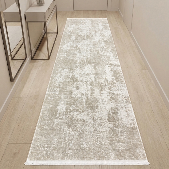 Preview: Teppich Vintage Look weich modern Wohnzimmer Beige