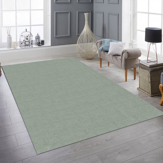 Wohnzimmer Teppich einfarbig Pflegeleicht modernes Design in grün