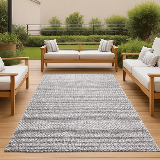 In- & Outdoorteppich Terrasse wetterfest kurzflor einfarbig in grau