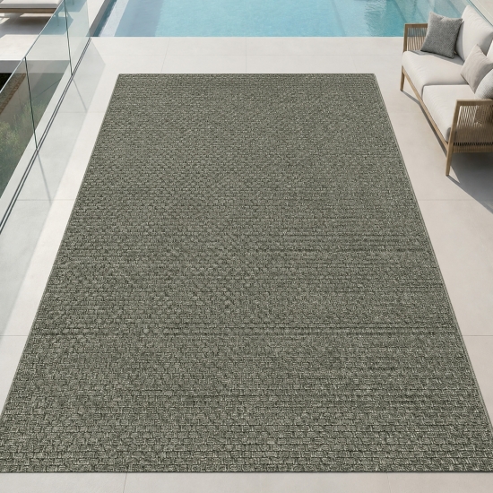Teppich Grün Flechtoptik Strapazierfähig Indoor Outdoor