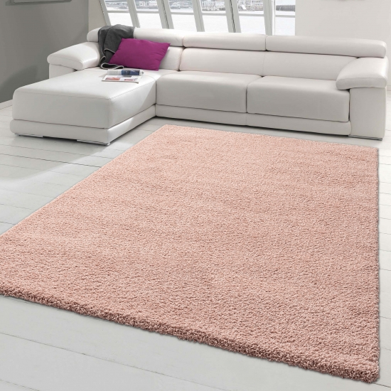 Gemütlicher Designerteppich Gästezimmer einfarbig rosa