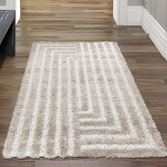 Preview: Flauschiger Hochflor-Teppich in Modern & Gemütlich in Beige Preview: Flauschiger Hochflor-Teppich in Modern & Gemütlich in Beige