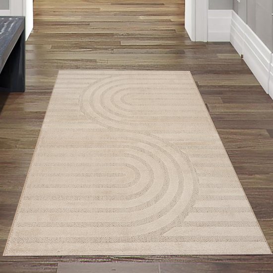 Wohnzimmerteppich Schlafzimmerteppich strapazierfähig modern mit Schimmer-Effekt in Beige