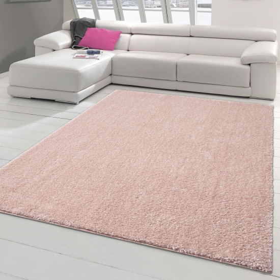 Klassischer Flauschteppich | warm & kuschelig | einfarbig in pink