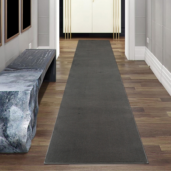 Preview: Anthrazit Teppich stilvoll weich modern pflegeleicht mit elegantem uni Design Preview: Anthrazit Teppich stilvoll weich modern pflegeleicht mit elegantem uni Design