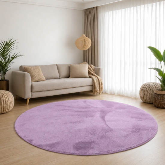 Preview: Teppich Flieder Hasenfell-Optik seidig weich Schlafzimmer Kurzflor